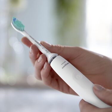 Електрична зубна щітка Philips Sonicare Sonic серії 3100 із вбудованим датчиком тиску, SmarTimer і QuadPacer, біла, HX3671/13