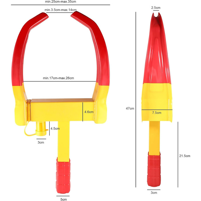 Протиугінний пристрій для паркування коліс Wheel Claw Claw Trailer, з запобіжним замком та 2 ключами для автомобільного каравану Причіп Іммобілайзер кігтів шин Протиугінний пристрій 1 шт.