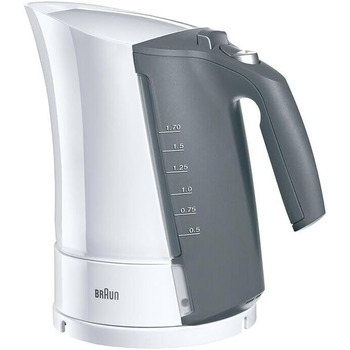 Побутовий чайник Braun MultiQuick 5 WK 500 WH - чайник потужністю 3000 Вт з системою приготування під тиском кип'ятить воду за 35 секунд, фільтр проти вапна, автоматичне відключення, 1,7 літра, білий