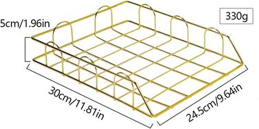 Лоток для листів 4 яруси, відсіки для зберігання штабельовані металеві 30x24.5x5 см, полиця для столу з золотою сіткою, органайзер для столу офіс для дому, школи та офісу