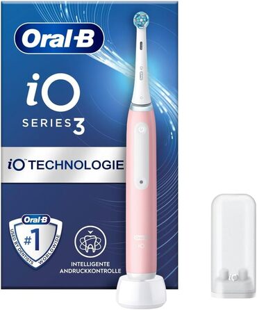 Електрична зубна щітка Oral-B iO 3N, рожева, кругла щітка, м'які мікровібрації, 3 режими чищення, 1 зарядний пристрій, 1 тримач щітки, акумуляторна