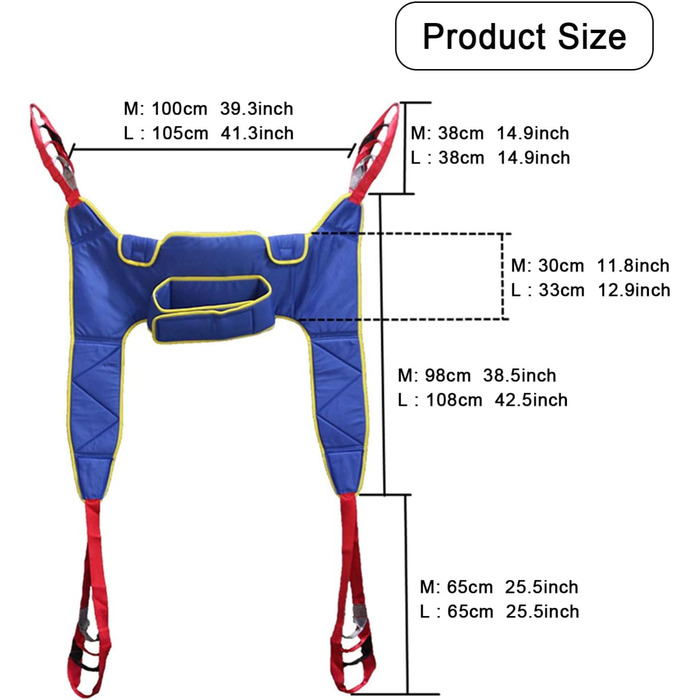 Слінг для роздвоєних ніг для людей похилого віку, слінг для пацієнтів з обмеженими можливостями, слінг для пацієнтів з підйомом і підйомом стелі, душовий ремінь для унітазу з розділеними ногами для паралізованих людей похилого віку та інвалідів Blue M