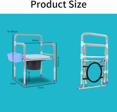 Складаний приліжковий туалетний стілець, крісло для душу з нержавіючої сталі, туалетне крісло для людей похилого віку, регульоване по висоті, туалетний стілець для вагітних і вагітних жінок
