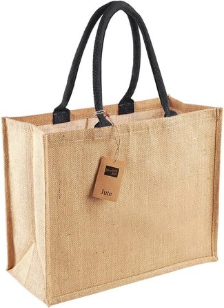 Джутова класична сумка Westford Mill Wm407 Jute Classic Shopper One Size Black