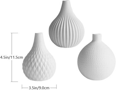 Керамічна ваза Warmhm 3 шт. , вази для сухоцвітів, квіткова ваза Маленькі вази Вінтажний кавовий контейнер Центральний елемент життя Прикраса столу Скляний тераріум Білий сільський офіс Підставка для квітів