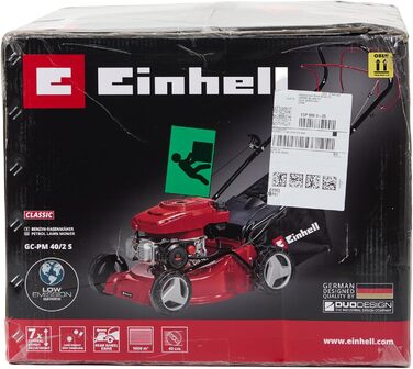 Бензинова газонокосарка Einhell GC-PM 40/2 S (2 кВт, 1-циліндровий 4-тактний двигун OHV, відключається задній привід, 7-ступінчасте центральне регулювання висоти зрізу, травозбірник на 45 л) нова модель без аксесуарів