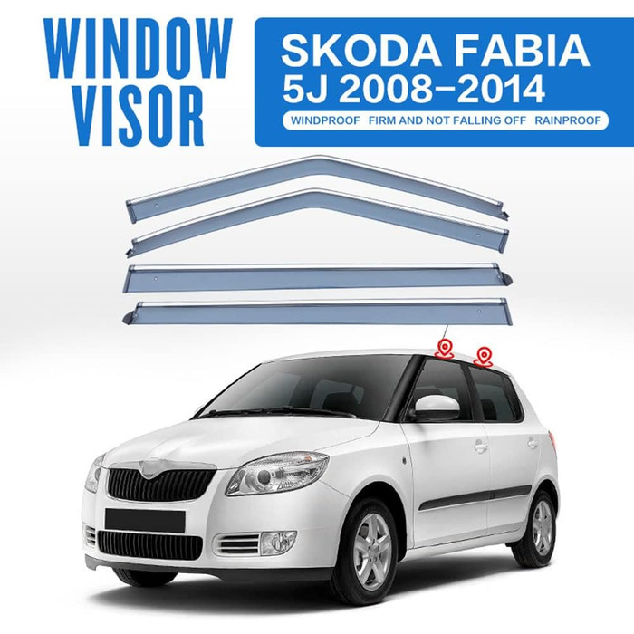 Вітровий дефлектор скла автомобіля YIHANBRI, для Skoda Fabia 5J NJ 2008-2020 Дефлектор від дощу з наклейкою на скло автомобіля Декоративна смуга дощу Прикраса брів 5j2008-2014