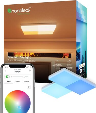 Стартовий комплект nanoleaf Skylight, 3 світлодіодні розумні стельові світильники RGBCW - модульні світлодіодні стельові світильники WiFi, 16 мільйонів кольорів, затемнення, музика та синхронізація екрана, працює з Apple Home Alexa Google