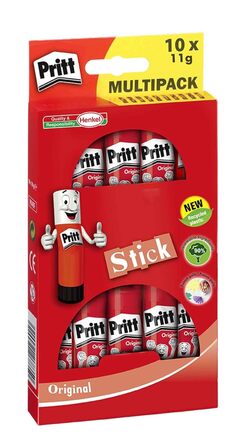 Клей-олівець Pritt 11 г, безпечний і безпечний для дітей клей для творчості та рукоділля, міцний клей для шкільного та канцелярського приладдя (3 шт. 10 упаковок)