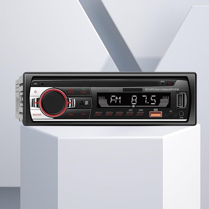 Автомобільний Bluetooth MP3-плеєр FM-радіо Стерео гучний зв'язок Стереоплеєр Світлодіодне підсвічування Дисплей USB Зарядка CD-програвач Міцний Простий у використанні, 12V