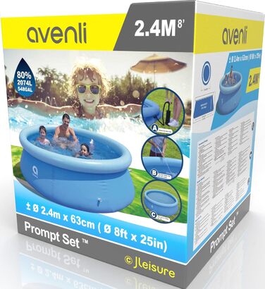 Басейн Avenli 244 x 63 см Family Prompt Set Pool Above Ground Pool Pool Set Blue Garden Pool Круглий плавальний басейн для сімей і дітей