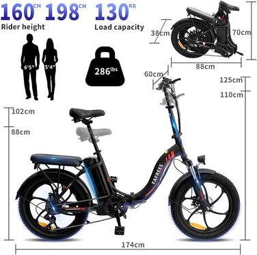 Офіційний чоловічий електричний велосипед F20 E-Bike Fatbike 20 дюймів з акумулятором 36V / 16AH, жіночий складний велосипед E Bike 250W Citybike, електричний складний велосипед E-Mountainbike 150 кг Shimano 7S, макс. 25 км / год сірий