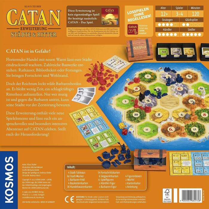 Розширення для Catan - The Game, настільна гра для 3-4 гравців віком від 12 років, грається тільки з базовою грою, Settlers of Catan, 682736 Catan - Cities & Knights