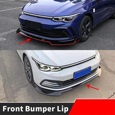 Спойлер для VW For Golf 8 MK8 PRO 2020 2021 Передній фартух Губний розгалужувач Спойлер Дифузор Захист Обшивка Комплект розгалужувачів кузова Спойлер Губа (блискучий чорний)