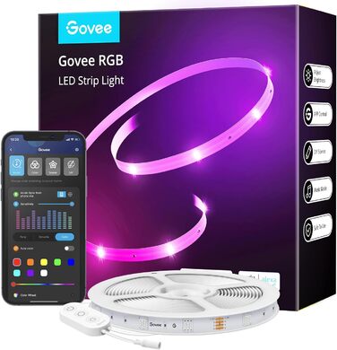 Світлодіодна стрічка Govee Розумна світлодіодна стрічка RGB WiFi, String Lights Band App Control Wi-Fi за допомогою Alexa та Google Assistant, музична синхронізація Зміна кольору Прикраса своїми руками для спальні, кухні, вітальні (15M)