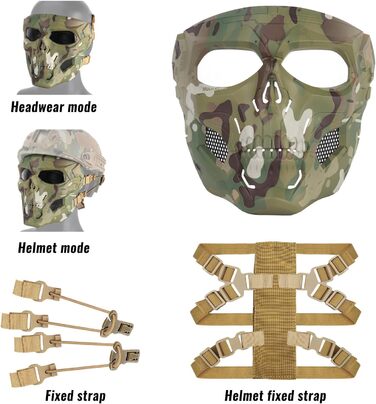 Тактична маска Череп Повна маска для обличчя для Хеллоуїна Косплей Костюм Камуфляж