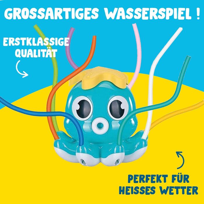 Водна іграшка для дітей Водяний восьминіг, що розпилює воду Проста установка Весела та грайлива водна іграшка Ігри на свіжому повітрі OriginalCorner Sprinkler Octopus Blue