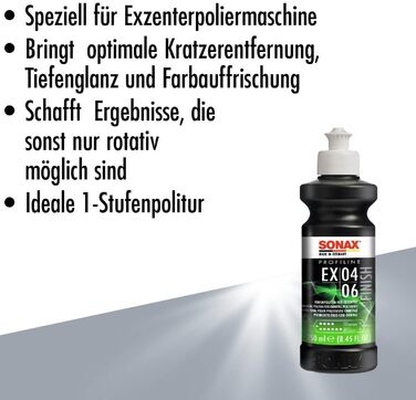 Наждачний папір SONAX PROFILINE, EX 04-06 (250 мл) Фінішна поліроль для оптимального видалення подряпин, вражаючого глибокого блиску та освіження кольору, Art-No. 02421410