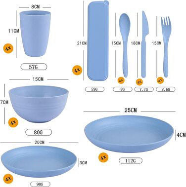 Набір посуду для кемпінгу PIXESTT, пластиковий посуд містить 32 страви, набір посуду для відпочинку на природі в 4 кольорах підходить для сімейних трапез, пікніків Кілька кольорів
