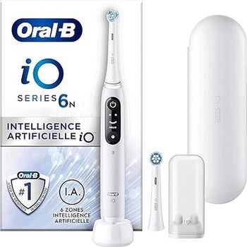 Електрична зубна щітка Oral-B iO 6N, Bluetooth, 2 щітки, 1 дорожній кейс, білий