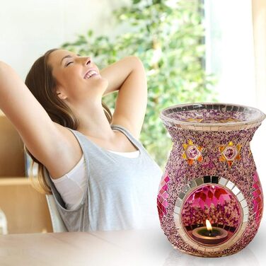 Тримач для чайної лампи haohaiyo Aroma Lamp, керамічна ароматична лампа Ароматична лампа, вітражна ароматерапевтична лампа в турецькому стилі кав'ярня бар головний стіл прикраса