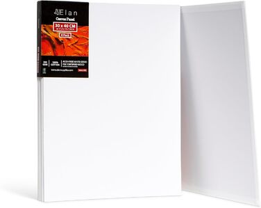 Полотно Elan Thin 40x40, 6-PACK 100 бавовняне полотно для малювання велике, малярський картон для акрилових фарб, дошка для малювання акрил, полотно художника велике, полотно для живопису біле, малярські дошки для розпису (30x40 см)