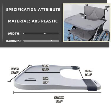 Столик на колінах для інвалідного візка, знімний обідній стіл для інвалідного візка, підстаканник для столу для інвалідного візка для їжі, читання, гри, комп'ютер