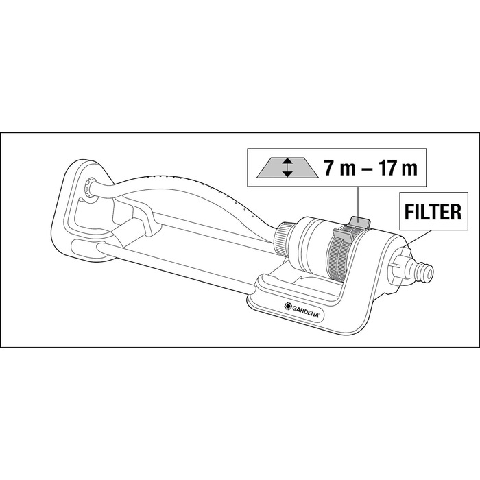Спринклер для зрошення корисних площ від 9-216 м, дальність 3-18 м, дальність дощування 3-12 м, вбудований внутрішній фільтр (18708-20) (90 м - макс. 220 м)