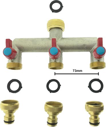 Ходовий латунний водопровідний кран 3/4 водопровідний колектор 3-компонентний адаптер для садового шланга 1/2', 3-