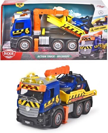 Евакуатор Dickie Toys Action Truck Recovery з машиною, з рухомим краном, звуковим та світловим сигналом, евакуатор для дітей від 3 років 203745016 Синій/жовтий