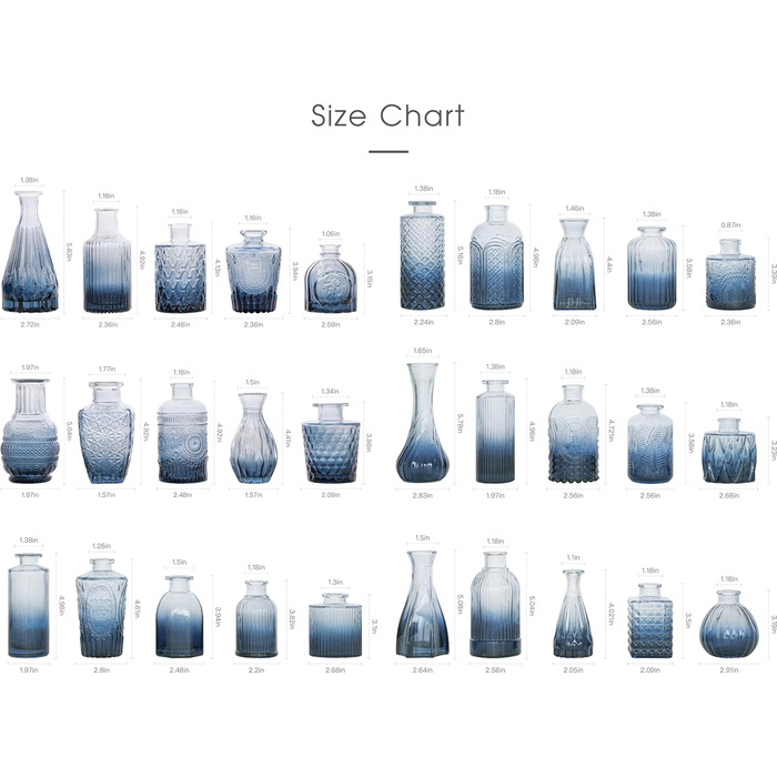 Сині скляні вази, 30 шт. , маленькі вази для квітів, вази для бутонів в оптовій упаковці, милі скляні вази для центральних композицій, міні вінтажні вази для весільних прикрас, прикраса столу з квітами в синьому стилі3 30 шт.
