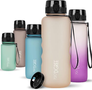 Пляшка для води 720DGREE 1л Sport 'uberBottle softTouch Ситечко - Без BPA - Пляшка для води для універі, роботи, фітнесу, велосипеда, на відкритому повітрі, роботи - спортивна пляшка з тритану - легка, ударостійка, багаторазова (1500 мл, світло-персик - п