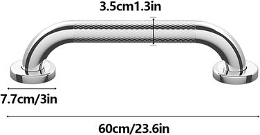 Поручні для душу для літніх людей, діаметр 12 дюймів - 1 дюйм, безпечні душові штанги з нержавіючої сталі 304, поручні для літніх людей з нержавіючої сталі (60 см/23,6 дюйма)