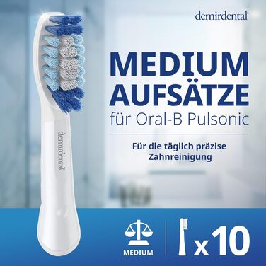 Щітки від demirdental для Oral-B Pulsonic Brushes, Середні щітки, змінні щітки для щоденного прибирання, 10 шт. по 10 шт. (1 упаковка)