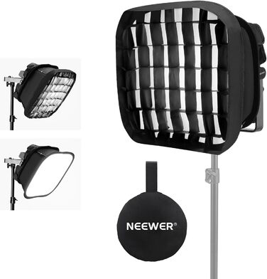 Дифузор NEEWER Softbox для RGB1200 LED відеосвітлової панелі, 16,5'x14,6/42x37см, складний з решіткою у вигляді бджолиних сот, ремінцем і сумкою для фотостудії, портрета, запису відео, фотографії, керування освітленням, NS1S