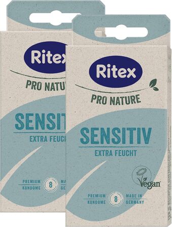 Презервативи Ritex Pro Nature Sensitiv - природне додаткове зволоження - екологічний ярмарок Зроблено в Німеччині, 16 шт. 16 шт. (1 упаковка)