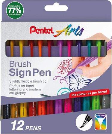 Пентел Brush Sign Pen футляр для свіжих відтінків з 12 предметів