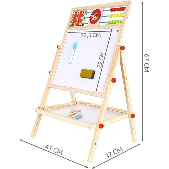 Складна дитяча дошка для крейди Двостороння дошка для крейди Дошка з аксесуарами Дерево 22472