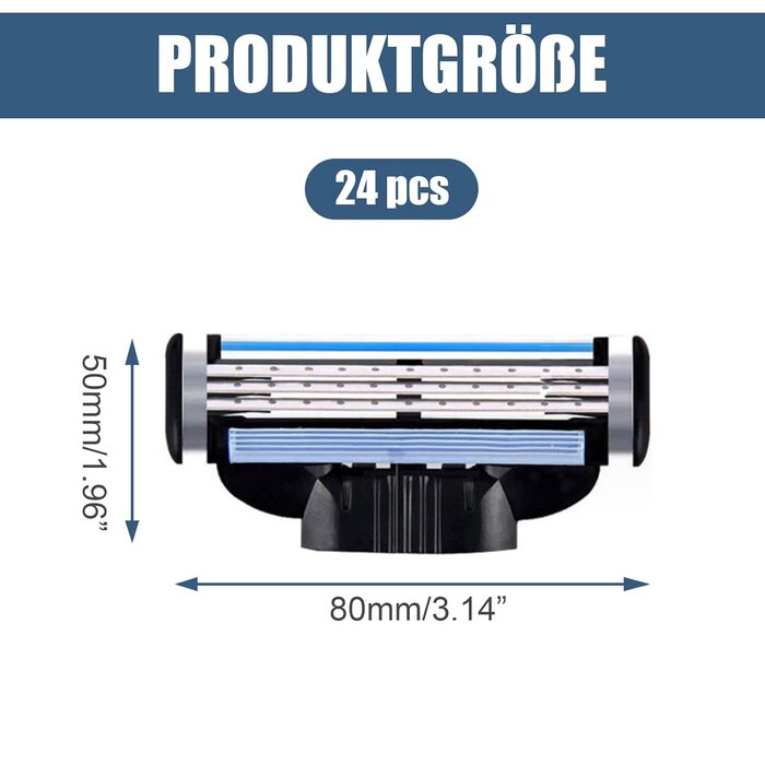 Леза для бритви, 24 шт. и змінні леза з 3-кратними лезами для чоловіків для вологої бритви, леза для бритви Безпечна бритва, леза бритви Mach3, 3