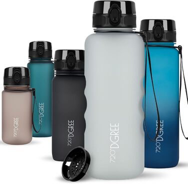 Пляшка для води 720DGREE 1л Sport 'uberBottle softTouch Sieb - Без BPA - Пляшка для води для універу, роботи, фітнесу, велосипеда, активного відпочинку, роботи - спортивна пляшка з тритану - легка, ударостійка, багаторазова (1500 мл, світло-сірий - сірий 