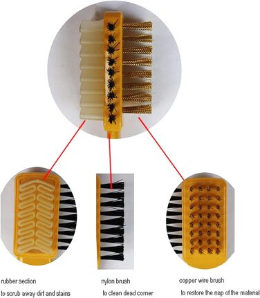 Щітка для взуття OUSIKA Brush, 3-стороння щітка для чищення, міцний засіб для чищення замшевого взуття, матова, багатофункціональна щітка для взуття, щітка для взуття