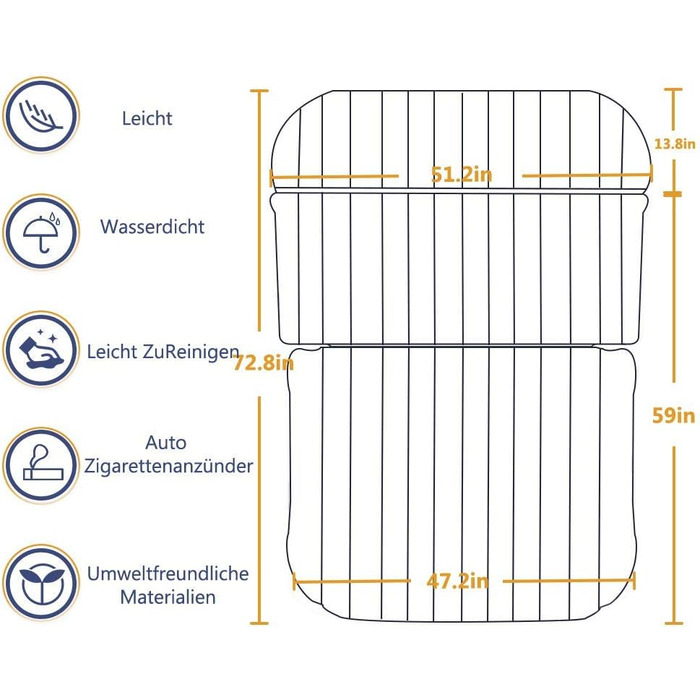 Автомобільний матрац SUV Автомобільні надувні матраци Кемпінговий надувний матрац Надувне ліжко для заднього сидіння автомобіля Товстіше надувне ліжко Автомобільний матрац для подорожей Кемпінг Активний відпочинок на свіжому повітрі