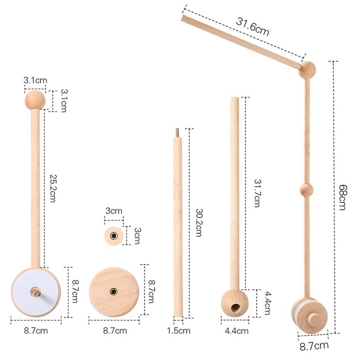 Мобільний кронштейн Auauraintt для дитячого ліжка, дитяча мобільна підставка, дерев'яна дитяча прикраса, для підвісних дзвіночків вітру, дзвіночок ліжка, іграшки для дитячого ліжка