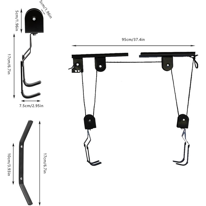 Велосипедний підйомник зі стельовим кронштейном Велосипедний підйомник Електровелосипед Стельовий підйомний велосипед, може використовуватися для підвішування гаража та будинку, включаючи сезонні садові інструменти, святкові прикраси