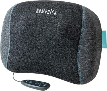 Масажна подушка HoMedics TRUHEAT Shiatsu для шиї, плечей, спини, портативна, бездротова, акумуляторна, 50 хвилин масажу релаксація на одному заряді з автоматичним відключенням через 20 хвилин