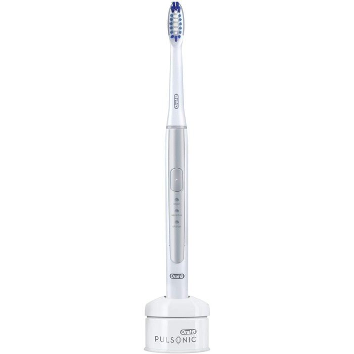 Електрична звукова зубна щітка Oral-B Pulsonic Slim 1000, з таймером і насадкою для щітки, срібляста