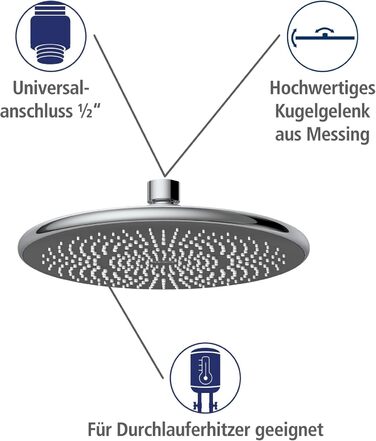 Душова система WENKO Watersaving, Душова штанга з водозберігаючим дощовим душем і ручним душем, Регульована висота, Нержавіюча сталь, 75-120 см, Хром