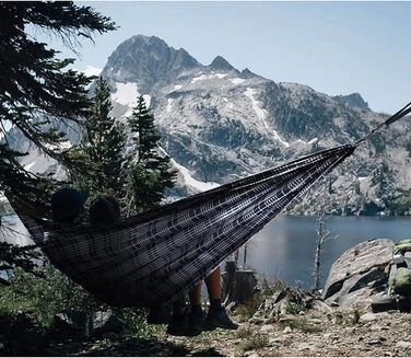 Туристичний кемпінг-гамак NATUREFUN 275 x 140 см преміум-класу максимальна вантажопідйомність до  300 кг дихаючий, швидковисихаючий з парашутного нейлону з 2 карабінами  сірий