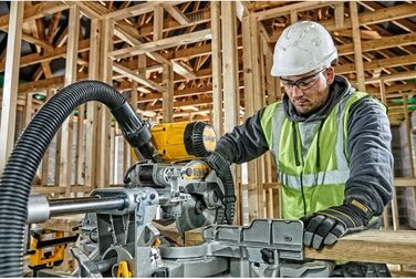 Панельна пила DEWALT DWS727 потужністю 1650 Вт (250 мм, з обмежувачем глибини різання, безступінчастим регулюванням кута нахилу та кута скосу, індикатором лінії різання (XPS), в комплекті пиляльне полотно, мішок для пилу та приладдя)