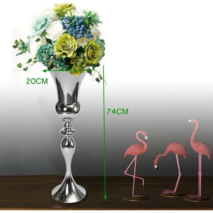 Сучасна декоративна підлогова ваза для декоративних гілок, велика ваза для квітів, металева ваза для дому, срібляста, висотою 74 см